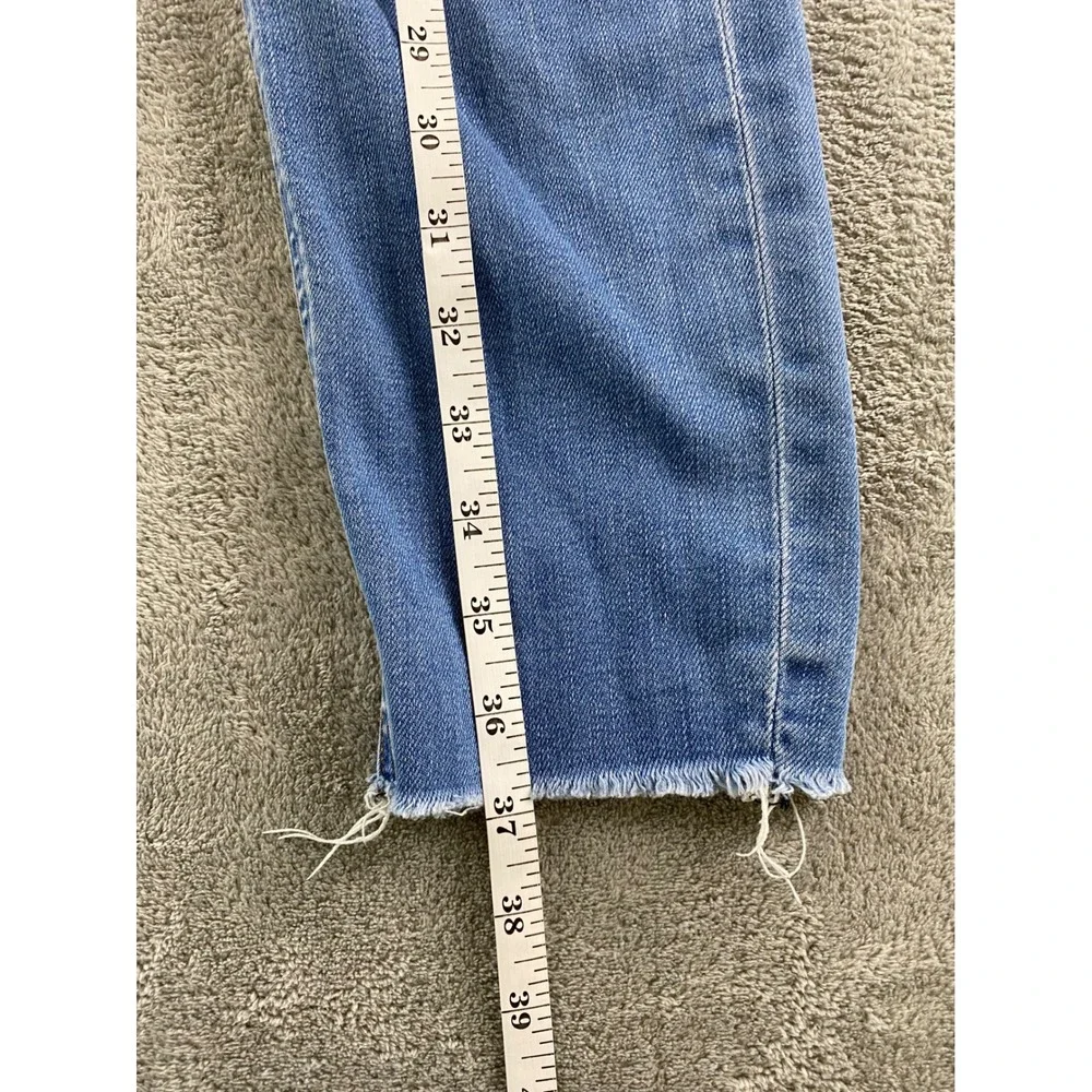 Express Jeans Ankle Legging High Rise Distressed Raw Hem Light Wash Blue 6R